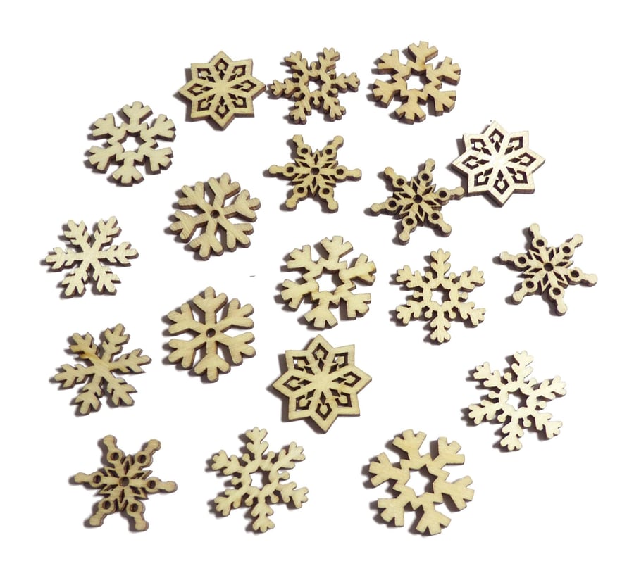100pcs Rustic Wooden Christmas Snowflakes Confetti Embellishments for Crafting D