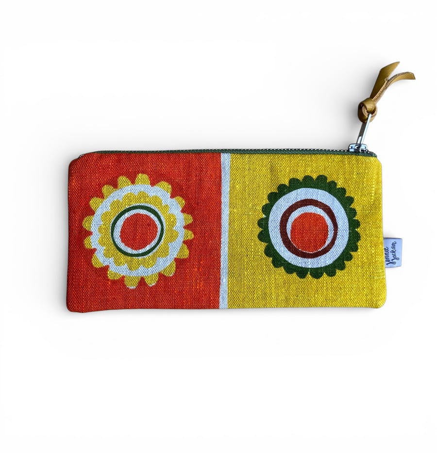 SECONDS SALE - Hand screen printed pencil case - Rosie's garden