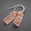Hammered copper and silver earrings