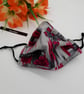 Face mask, small, 3 layer,  adjustable, washable in pink and grey  - Image 6