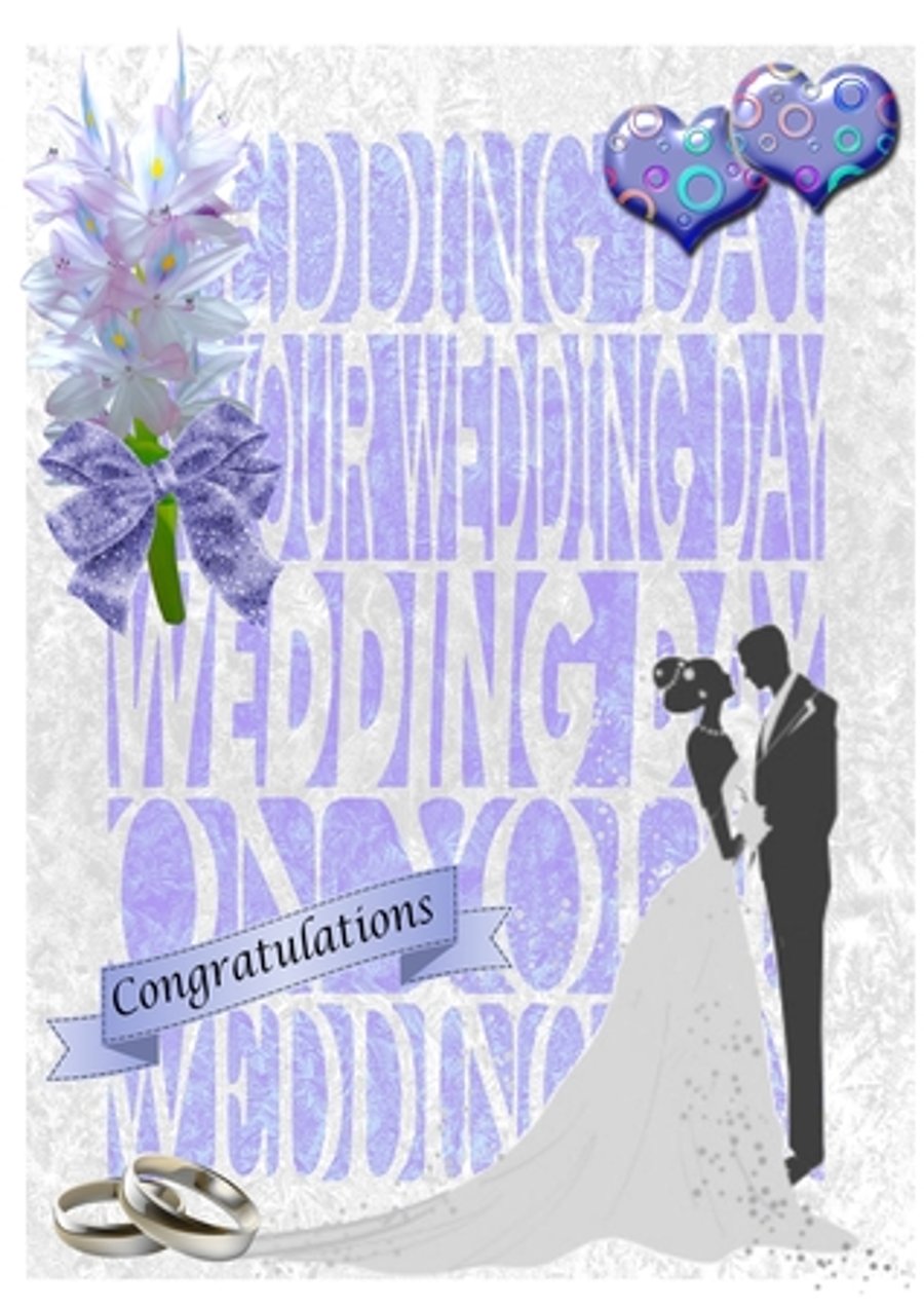 3D Wedding Card worded background with Bride & Groom