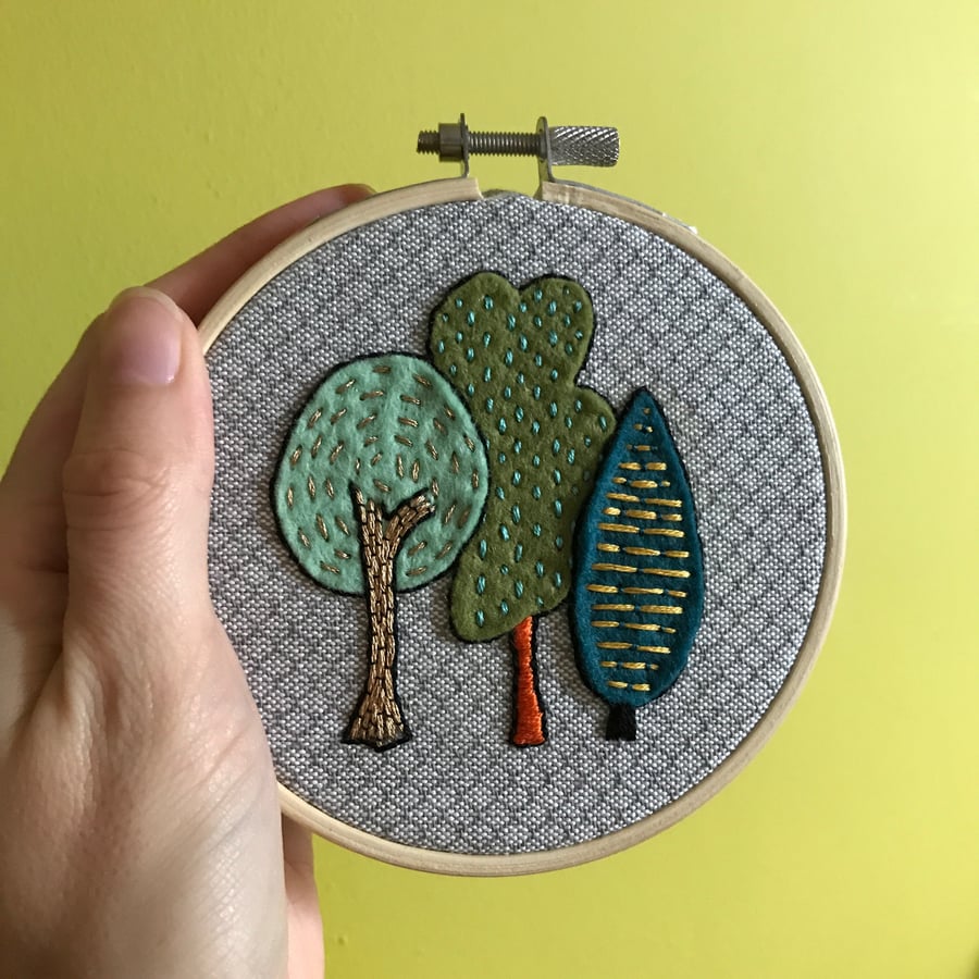 Tiny Forest Embroidery Hoop Art Wall Decoration, Free U.K. postage 
