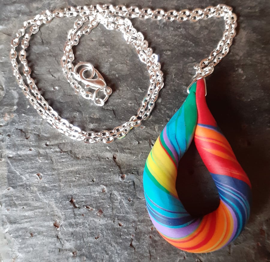 Stripy Rainbow Drop Necklace 