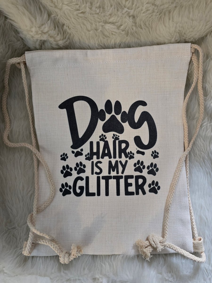 Large project bag, drawstring, backpack - dog hair is my glitter