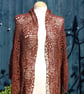 Large triangular crochet shawl in sparkly bronze vintage thread - design LF427 - Image 4
