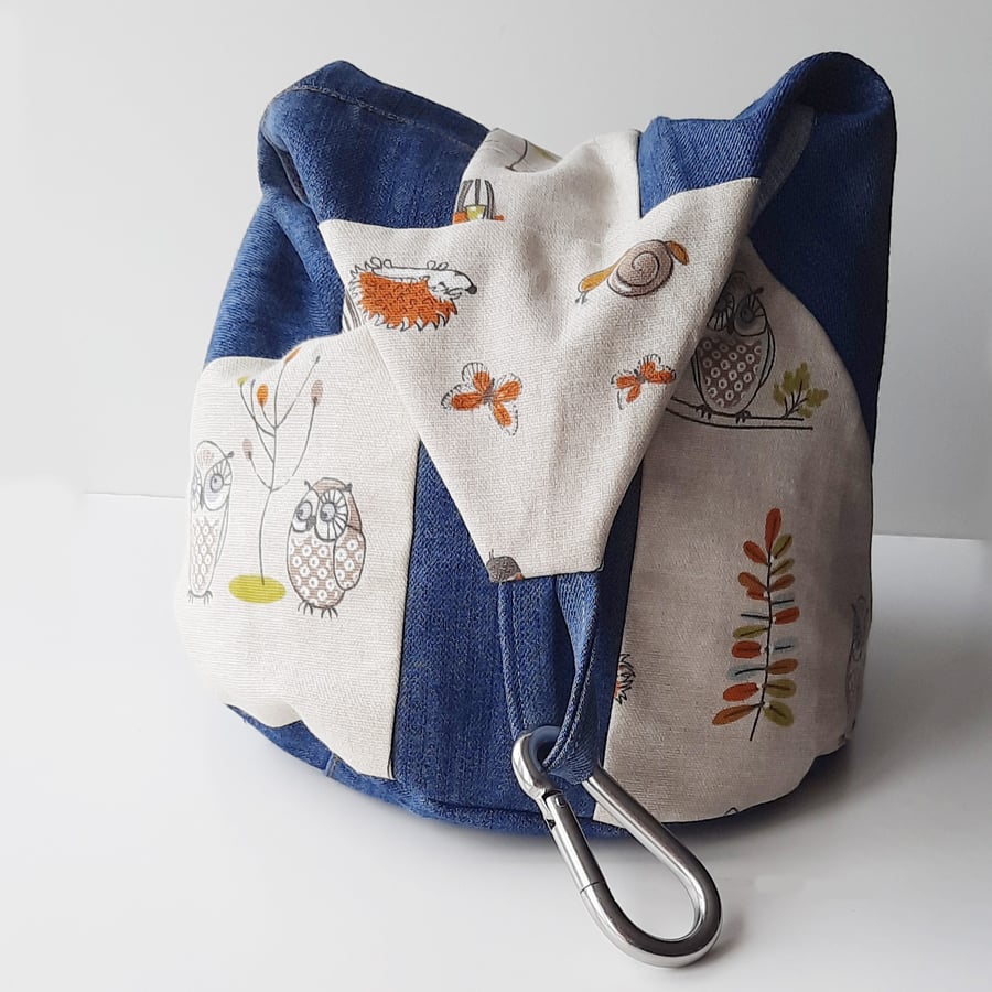 XL Owl & Denim Conical Peg bag Eco Friendly... - Folksy