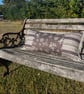 Long linen feature cushion with fringe trim