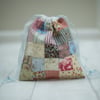 Pretty Lined Patchwork Drawstring Bag 