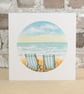 Seaside Deckchairs Blank Greeting Card
