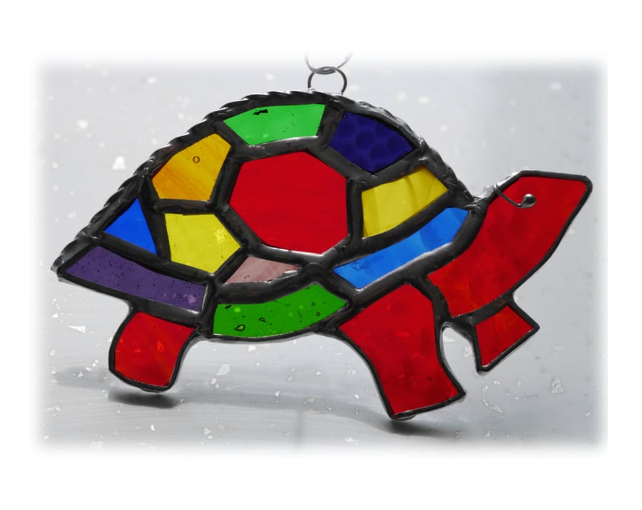 Suncatcher Stained Glass Tortoise Handmade Rainbow  017 Turtle 