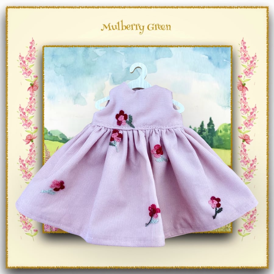 Embroidered Soft Pink Baby Cord Dress