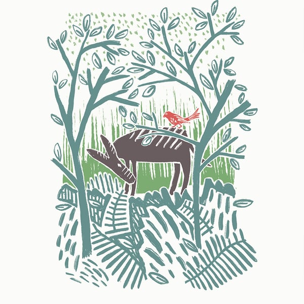 Donkey And Bird No.2 A4 poster-print