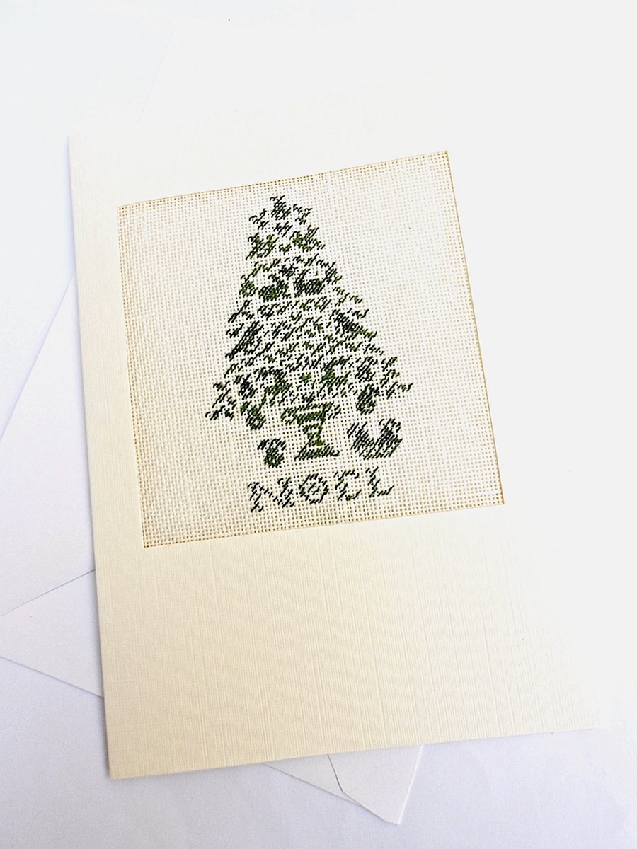 A Noël Pear Tree Petit Point Card