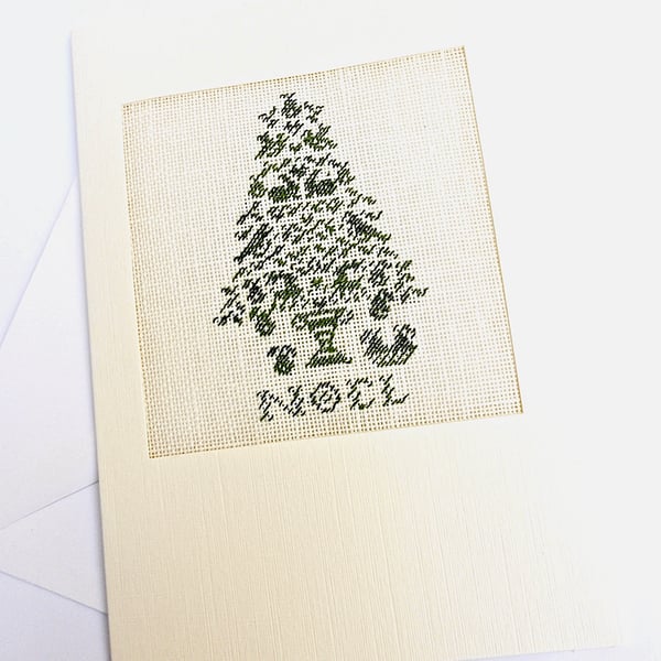 A Noël Pear Tree Petit Point Card