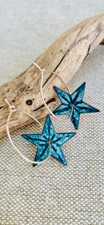 Enamel star earrings