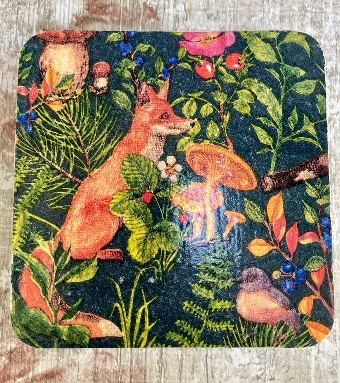 Fox & Owl Woodland  Animals British Wildlife Coasters Set of 2
