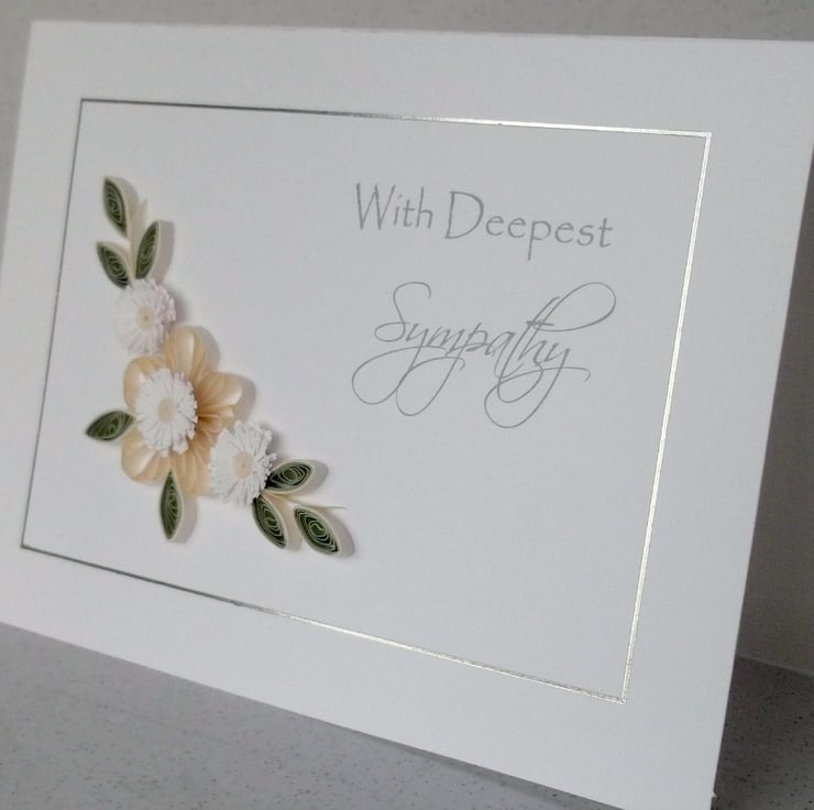 Quilled sympathy card, paper quilling, handmade Folksy