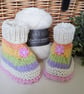 Designer Baby Merino Wool Booties & Hat Gift Set 0-3 months size - Image 3