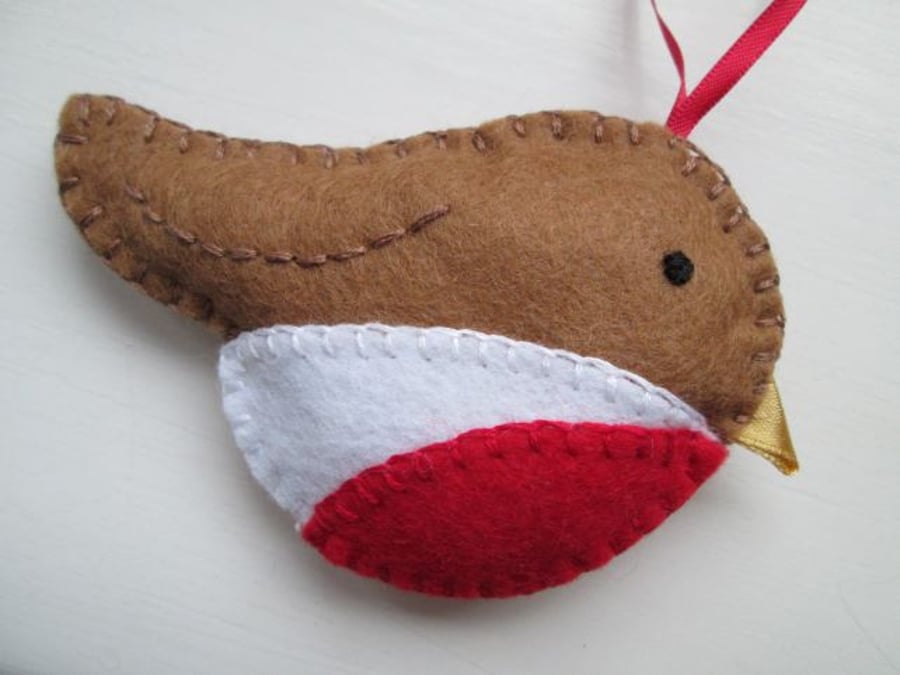 Wool Felt Robin Hanging Decoration, Christmas Decoration