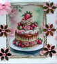 Strawberry Cream Cake - Hand Crafted Decoupage Greeting Card - Blank 2859 - Image 2