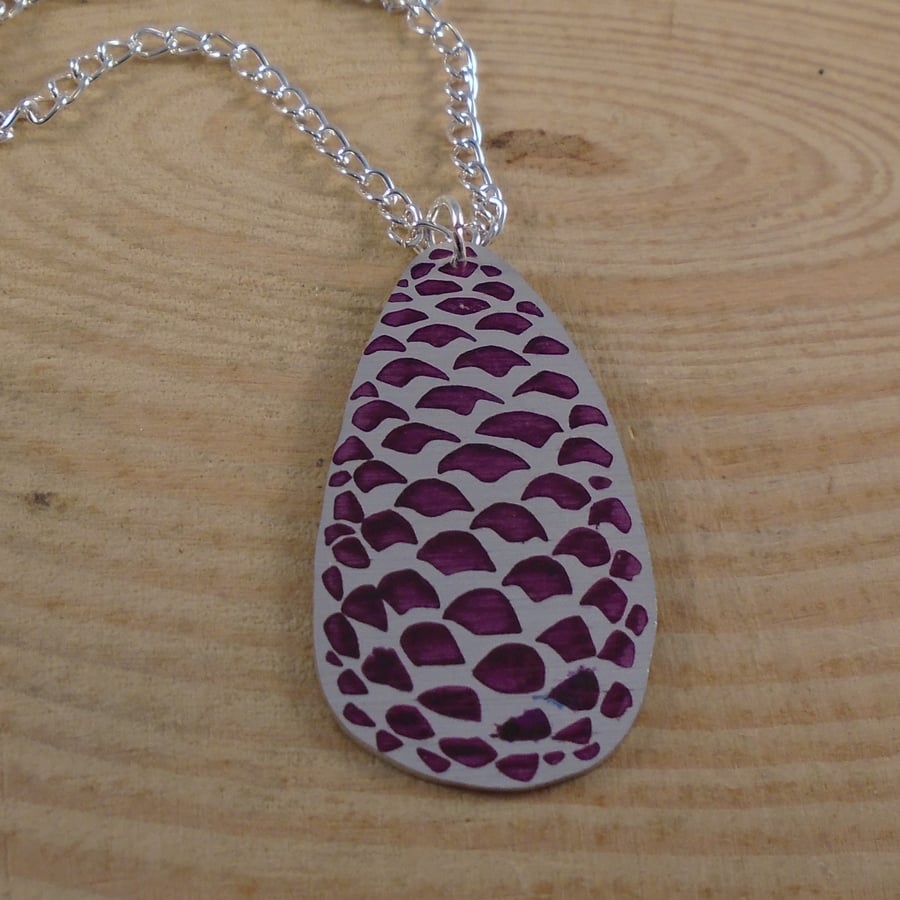 Anodised Aluminium Purple Pine Cone Necklace AAN022204