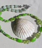 Green Sea Sediment Jasper, Peridot & Green Jade Gemstone Beaded Necklace - Image 1
