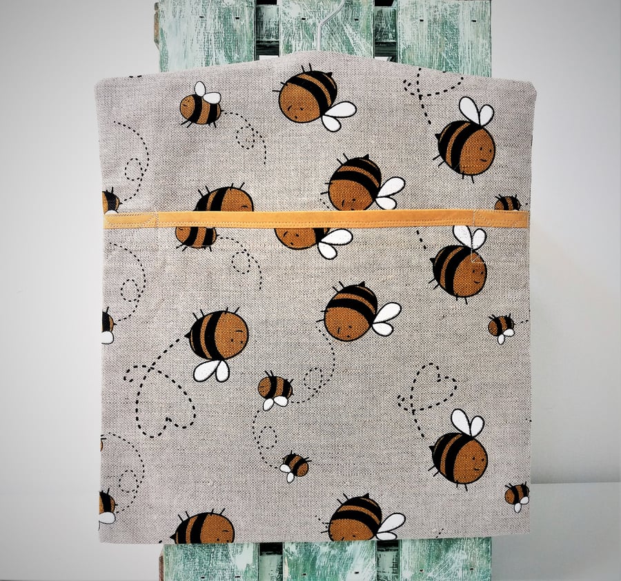 Handmade Linen Cotton Busy Bees Peg Bag Size 35cm x 30cm 14" x 12"