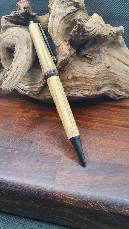 Olive wood Pen with resin center ring