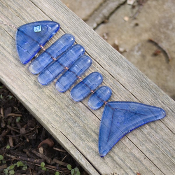Blue Whale? Translucent Blue Fused Glass Fish - 6109