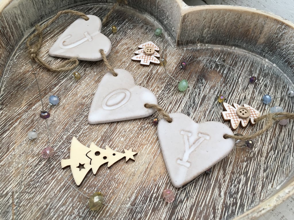 Handmade Loveheart hanger, ceramic bunting, pottery, home decor, gift