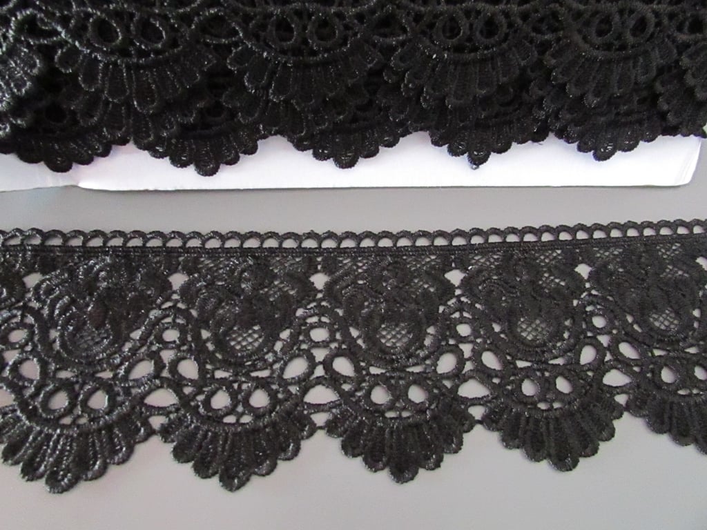 Black Venise Guipure Lace sold by the metre