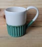 Matte jade green & white carved mugs - Image 3