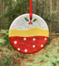 Hand painted Ceramic Christmas Trifle Hanging Decoration, Xmas Hanger - Image 1
