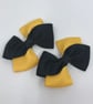 Black and Yellow Gold Diagonal Double with Bows on Clips (pair) - Image 1