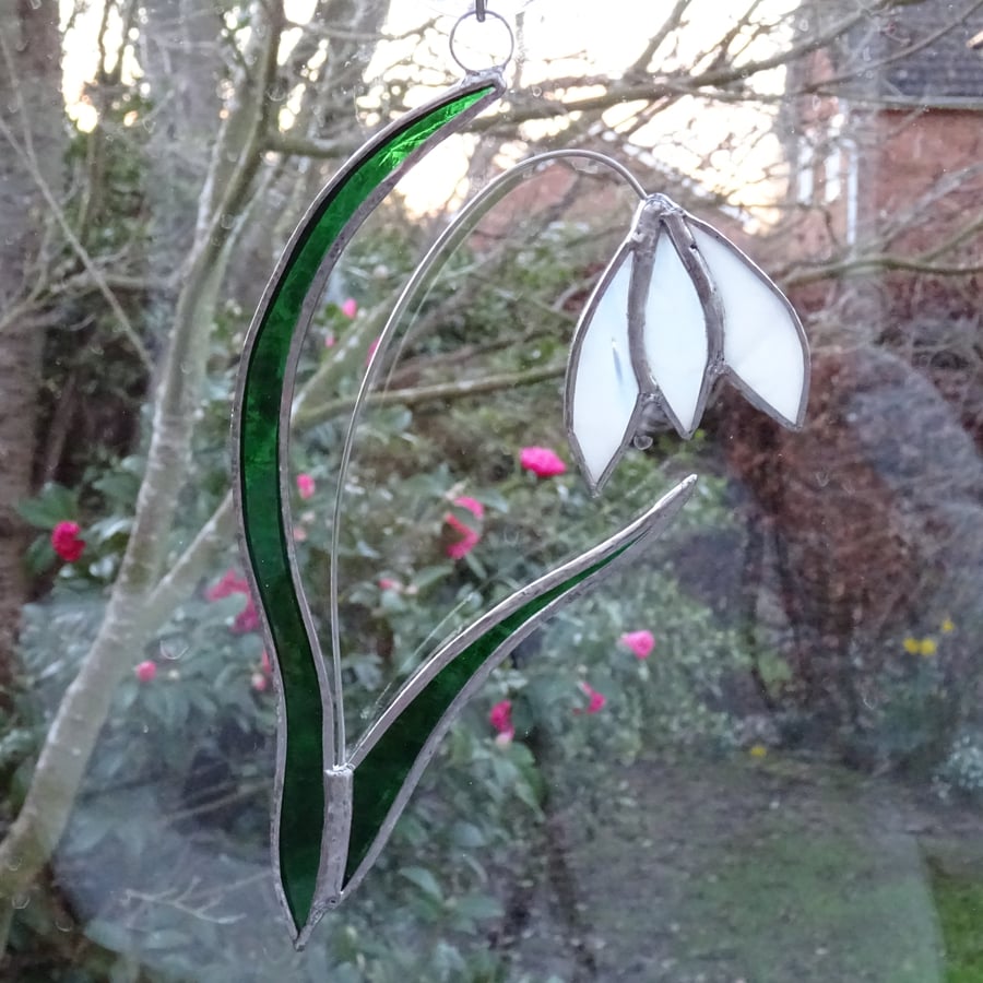 Stained Glass Snowdrop Suncatcher