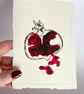Pomegranate Print, Handmade Drypoint A6 Size - Image 2