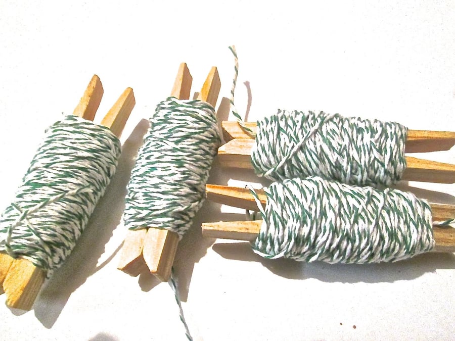 10mts Fine Green And White Bakers Twine 