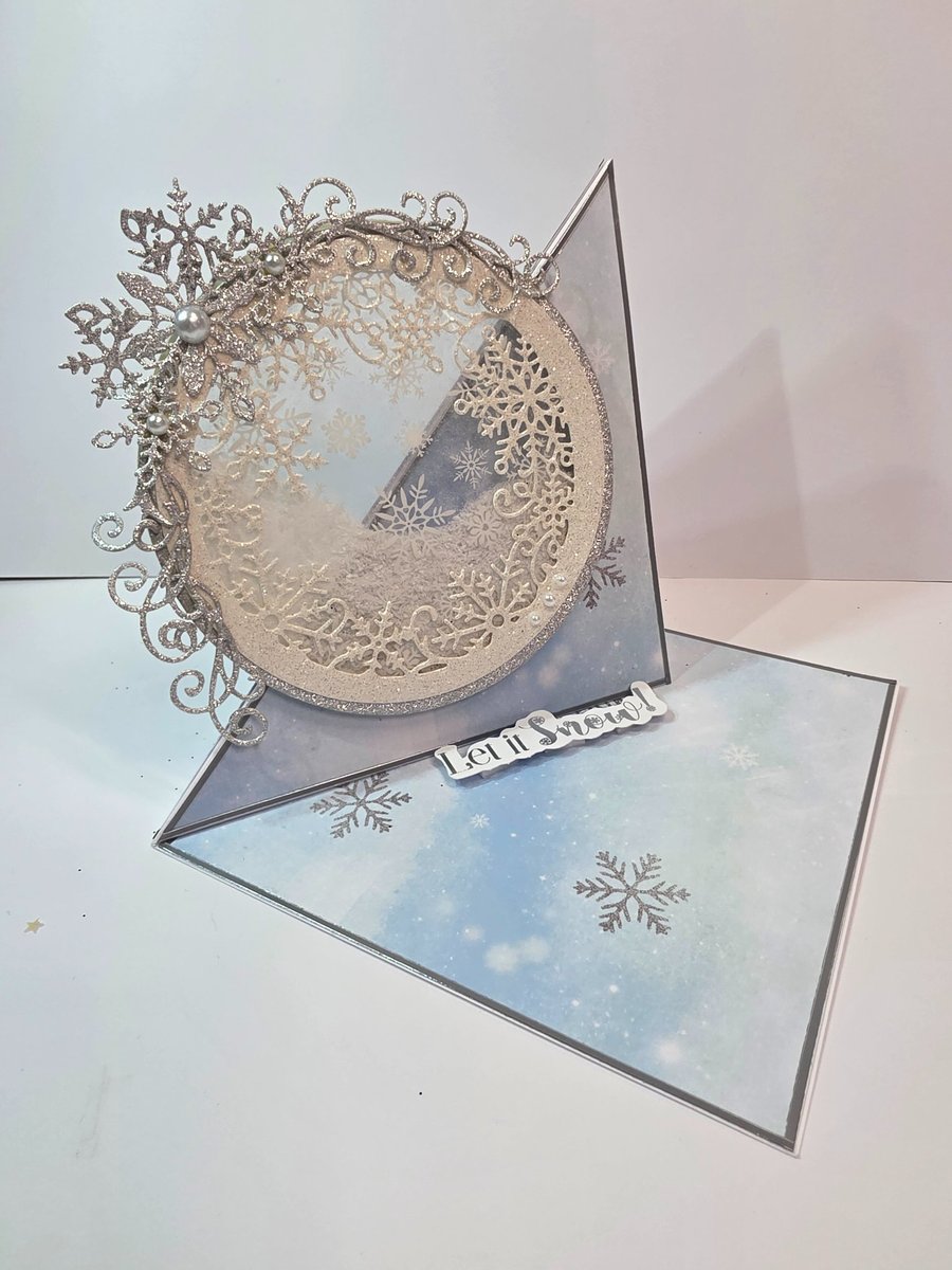 Let It Snow handmade Luxury Christmas Easel Card 