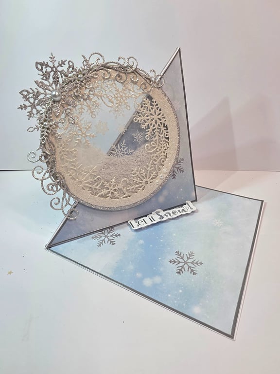 Let It Snow handmade Luxury Christmas Easel Card 