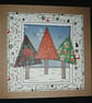 Quirky art set of 5 beautiful handmade Christmas tree blank cards and envelopes - Image 3