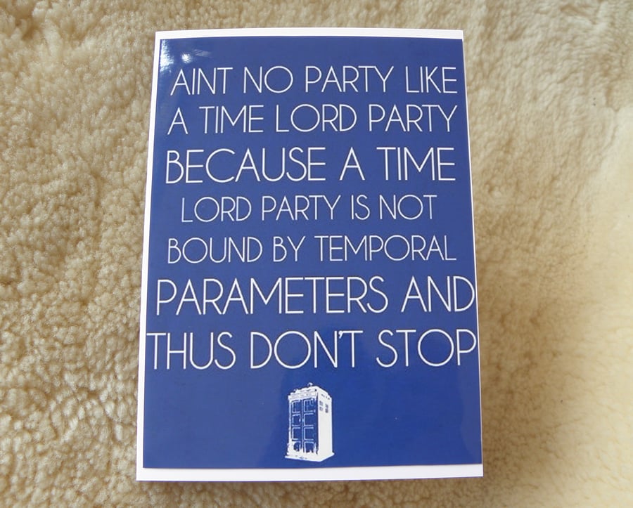 Dr Who Time Lord Party Card