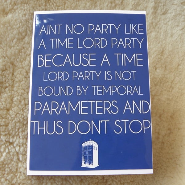 Dr Who Time Lord Party Card