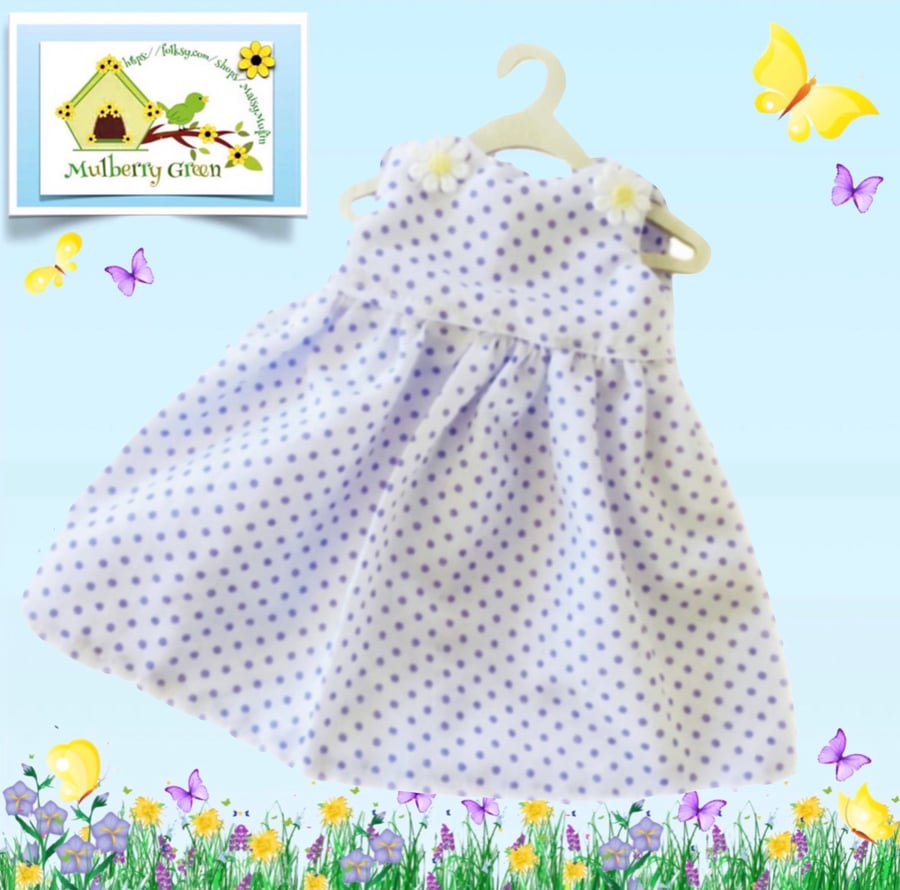 Reserved for Tina - White Dress with Lavender Spots