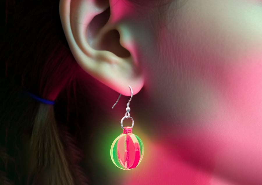 Radiant Neon Acrylic Sphere Earrings - Future-Inspired Hanging Earrings
