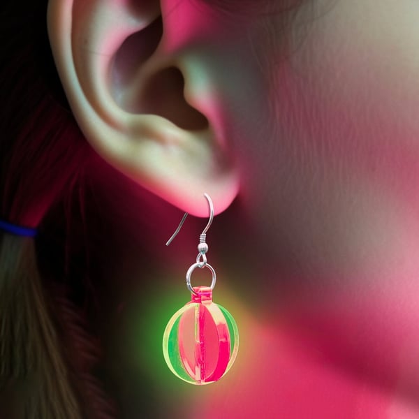 Radiant Neon Acrylic Sphere Earrings - Future-Inspired Hanging Earrings