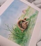 Watercolour print of a Southdowns Sussex Hedgehog - Image 4