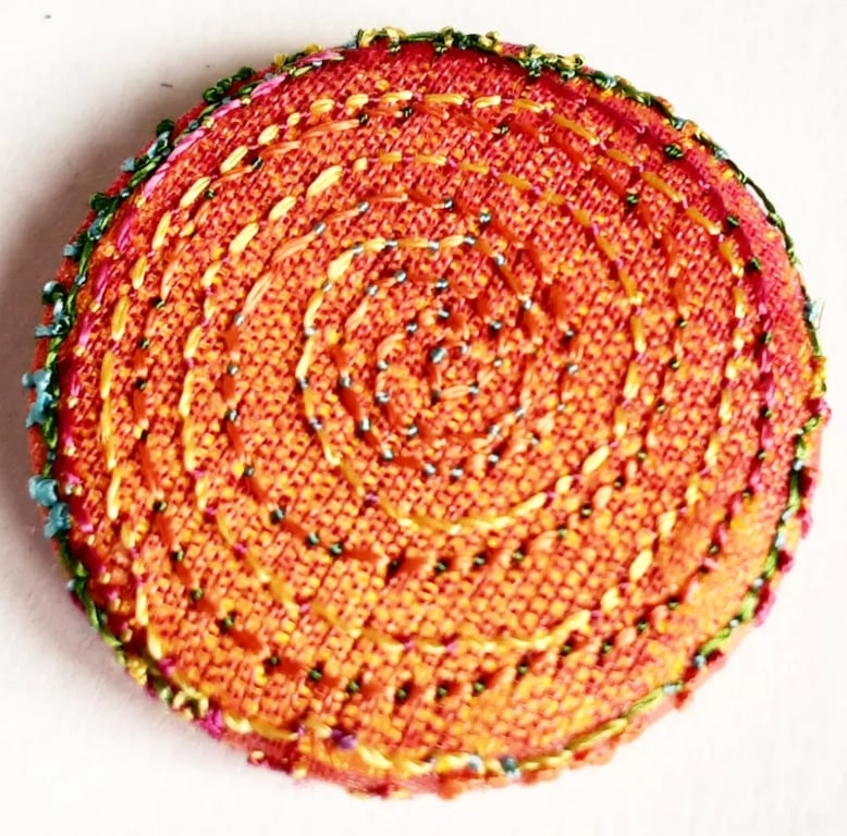 Buttons 1 inch button Hand Dyed Silks and Cottons Free Machine Embroidery Button