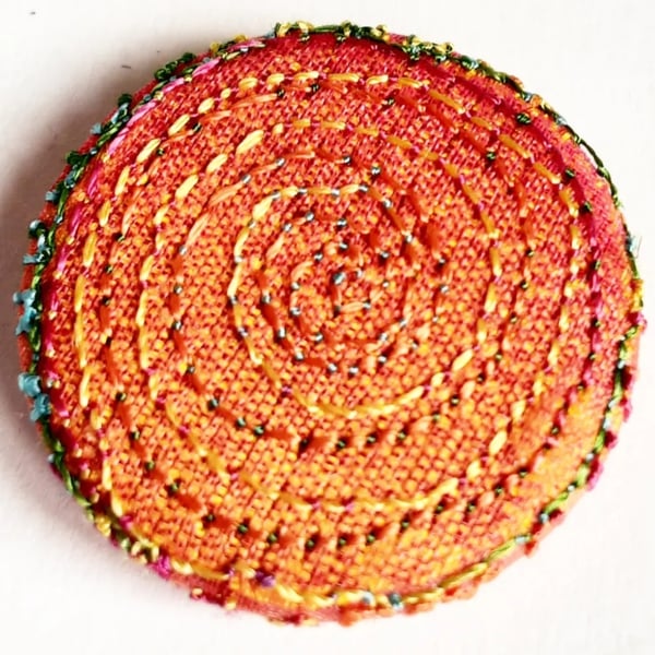 Buttons 1 inch button Hand Dyed Silks and Cottons Free Machine Embroidery Button