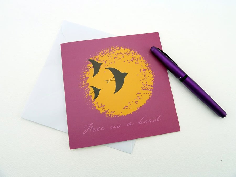 free as a bird greetings card for those moving on