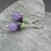 Lilac Quartz and Rainflower Jasper Silver Plated  Earrings